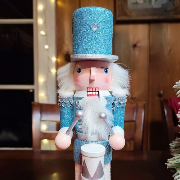 Blue Christmas Nutcracker Soldier Holiday Decor Wooden Statue Xmas Decoration - Picture 3 of 11